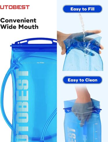 UTOBEST Hydration Bladder Water Bladder for Hiking Backpack UTR201 | PEVA,BPA Free,Leakproof,High Flow Bite Valve, Easy Use and Cleaning, for Hiking,Running,Cycling,Camping in Kuwait
