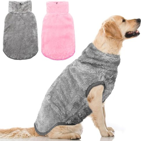 Dog Jacket for Cold Weather, 2 Pack Cozy Winter Warm Turtleneck Dog Coat Clothes for Large Meidum Small Dogs, Fleece Adjustable Pullover Dog Vest Sweater (M-XXL) in Saudi Arabia