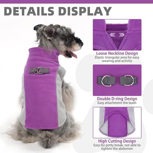 KOOLTAIL Dog Fleece Vest Sweater, Warm Puppy Christmas Jacket with Dual Leash D-Ring and Pocket for Small Medium Dogs, Cozy Soft Pet Winter Cold Weather Coats Fall Clothes Hoodie Boy Girl,Red Plaid M in Saudi Arabia