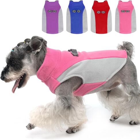 KOOLTAIL Dog Fleece Vest Sweater, Warm Puppy Christmas Jacket with Dual Leash D-Ring and Pocket for Small Medium Dogs, Cozy Soft Pet Winter Cold Weather Coats Fall Clothes Hoodie Boy Girl,Red Plaid M in Saudi Arabia