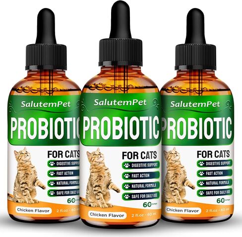 Cat Probiotic | Cat Probiotic Supplement | Cat Digestive Support | Enzymes for Cats | Probiotic for Cats | Prebiotic for Cats in a Liquid Form | Aged Cats and Kitty Probiotics | 3 Pack х 2 Oz in Saudi Arabia