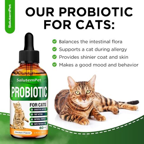 Cat Probiotic | Cat Probiotic Supplement | Cat Digestive Support | Enzymes for Cats | Probiotic for Cats | Prebiotic for Cats in a Liquid Form | Aged Cats and Kitty Probiotics | 3 Pack х 2 Oz in Saudi Arabia