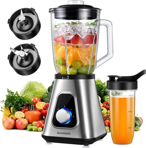 خلاط شاردور 1200 واط للعصائر والمخفوقات، خلاط كونترتوب 52 أونصة وخلاط شخصي 22 أونصة، 3 سرعات قابلة للتعديل لمشروبات الفاكهة المجمدة والعصائر والصلصات، سعة كبيرة in Kuwait