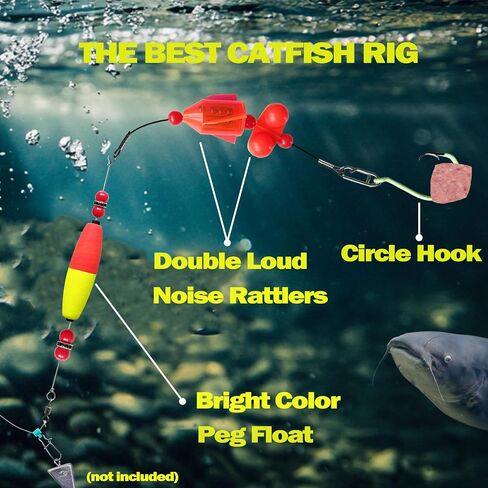 Catfish Rig,Catfish Rigs Catfish Float Rigs with Rattler Santee Cooper Rigs,Catfish Floats Catfishing Tackle for Bank Fishing 6/0 8/0 10/0 Circle Hooks 3Packs in Saudi Arabia
