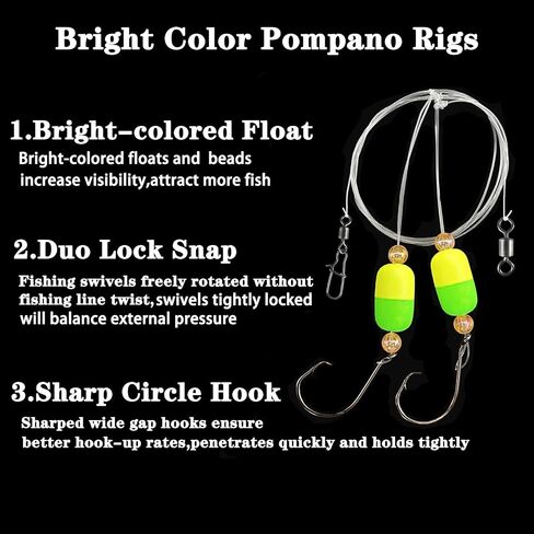 Pompano Rigs for Surf Fishing,4 Packs Pompano Rig with Circle Hooks Surf Fishing Pompano Floats Saltwater Fishing Rigs in Saudi Arabia