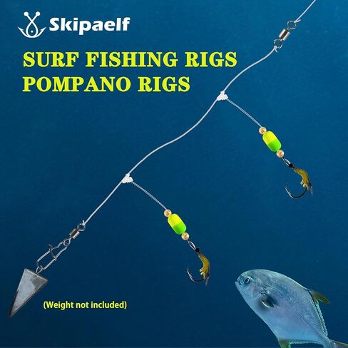 Pompano Rigs for Surf Fishing,4 Packs Pompano Rig with Circle Hooks Surf Fishing Pompano Floats Saltwater Fishing Rigs in Saudi Arabia