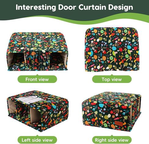 Guinea Pig Hideout Guinea Pig Tunnels Guinea Pig Toys Cozy Guinea Pig House with Door Curtain Soft Large Guinea Pig Bed for Small Pet Playing and Resting (Blackish Green Mushroom) in Saudi Arabia