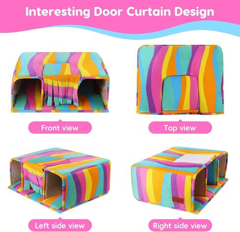 Guinea Pig Hideout Guinea Pig Tunnels Guinea Pig Toys Cozy Guinea Pig House with Door Curtain Soft Large Guinea Pig Bed for Small Pet Playing and Resting (Blackish Green Mushroom) in Saudi Arabia