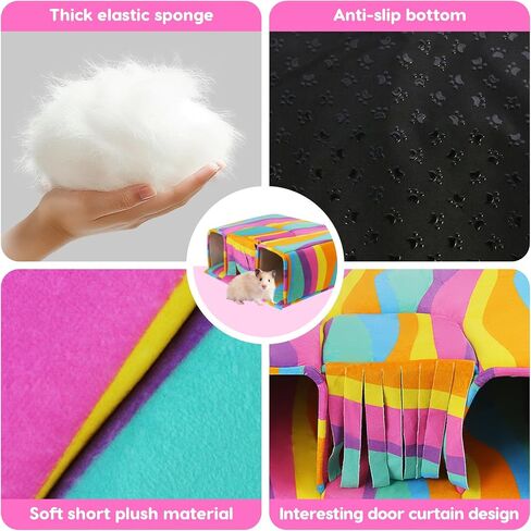 Guinea Pig Hideout Guinea Pig Tunnels Guinea Pig Toys Cozy Guinea Pig House with Door Curtain Soft Large Guinea Pig Bed for Small Pet Playing and Resting (Blackish Green Mushroom) in Saudi Arabia