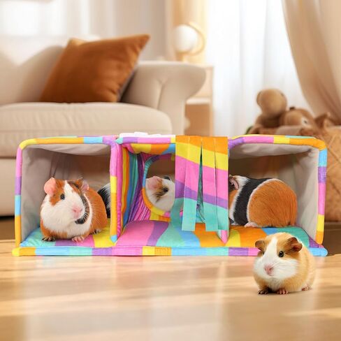 Guinea Pig Hideout Guinea Pig Tunnels Guinea Pig Toys Cozy Guinea Pig House with Door Curtain Soft Large Guinea Pig Bed for Small Pet Playing and Resting (Blackish Green Mushroom) in Saudi Arabia
