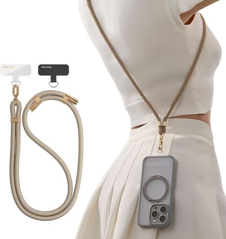TORRAS Phone Lanyard Crossbody with 2 Phone Tabs, Adjustable Anti Theft Phone Strap for All Phones, Premium Metal Buckles, Skin-Friendly, Universal Cell Phone Neck lanyard for Women and Men, Black in Saudi Arabia