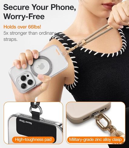TORRAS Phone Lanyard Crossbody with 2 Phone Tabs, Adjustable Anti Theft Phone Strap for All Phones, Premium Metal Buckles, Skin-Friendly, Universal Cell Phone Neck lanyard for Women and Men, Black in Saudi Arabia