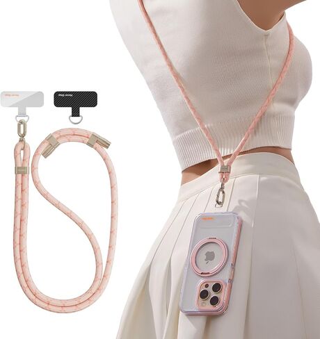 TORRAS Phone Lanyard Crossbody with 2 Phone Tabs, Adjustable Anti Theft Phone Strap for All Phones, Premium Metal Buckles, Skin-Friendly, Universal Cell Phone Neck lanyard for Women and Men, Black in Saudi Arabia
