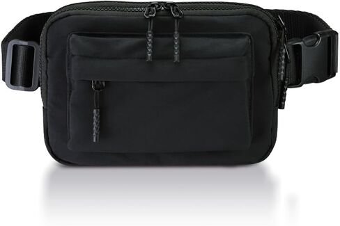 Belt Bag with Adjustable Waist Belt, Lightweight Fanny Pack, Crossbody Bag for Travel/Running/Hiking, Stocking Stuffers for Women Men, Black in Saudi Arabia