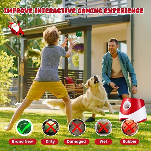 Automatic Ball Thrower for Dogs, Dog Ball Thrower Launcher with 10-30 Ft Distance, Rechargeable Automatic Dog Toy, Dog Ball Launcher - Included 12pcs 2" Balls, for Puppy (Red) in Saudi Arabia