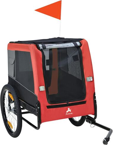 Aosom Dog Bike Trailer with Suspension System, Hitch for Medium Dogs, Pet Wagon & Dog Trailer for Bicycle with Storage Pocket in Saudi Arabia