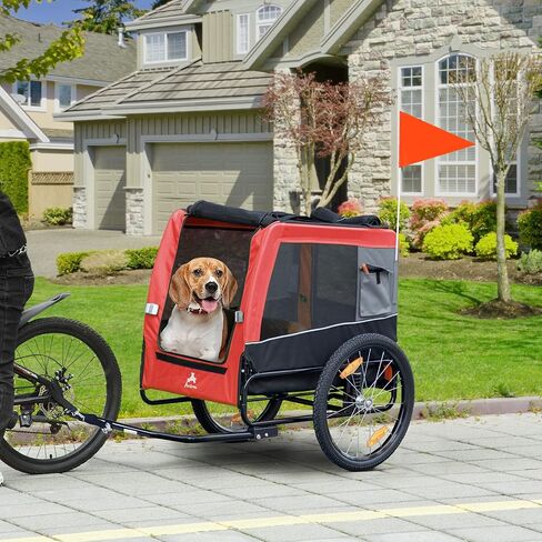 Aosom Dog Bike Trailer with Suspension System, Hitch for Medium Dogs, Pet Wagon & Dog Trailer for Bicycle with Storage Pocket in Saudi Arabia