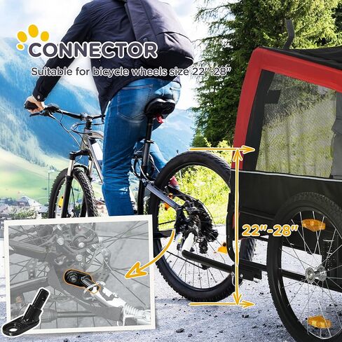 مقطورة دراجة للكلاب من Aosom مع نظام تعليق، وصلة ربط للكلاب المتوسطة، وعربة للحيوانات الأليفة ومقطورة للكلاب للدراجة مع جيب للتخزين in Kuwait