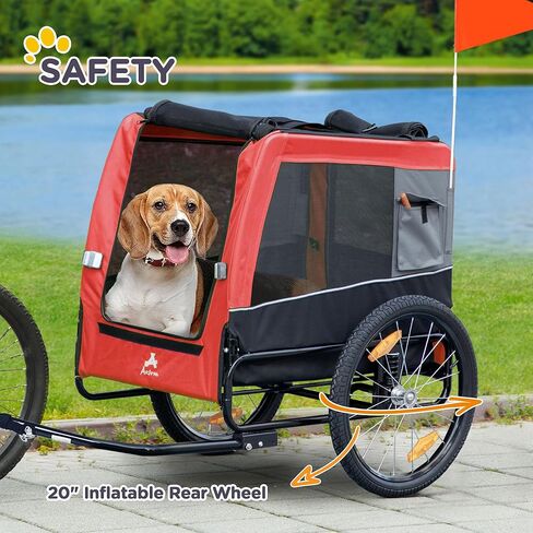Aosom Dog Bike Trailer with Suspension System, Hitch for Medium Dogs, Pet Wagon & Dog Trailer for Bicycle with Storage Pocket in Saudi Arabia