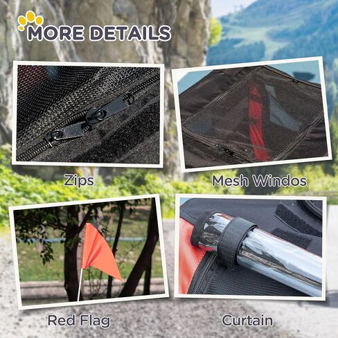 مقطورة دراجة للكلاب من Aosom مع نظام تعليق، وصلة ربط للكلاب المتوسطة، وعربة للحيوانات الأليفة ومقطورة للكلاب للدراجة مع جيب للتخزين in Kuwait