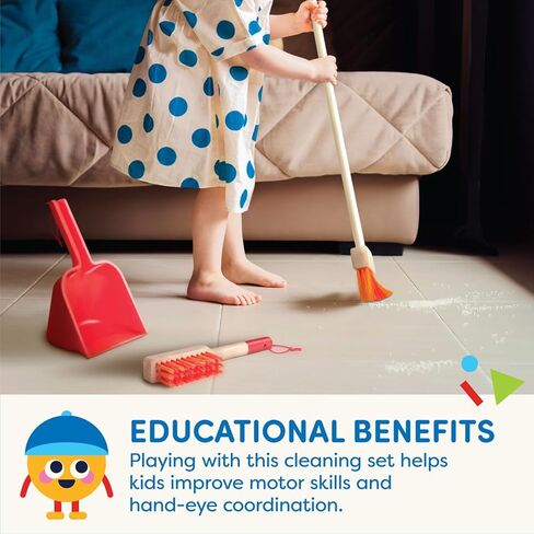 Battat – Kids Cleaning Set – Cleaning Toys for Toddlers, Children – Pretend Play Kit – Broom, Mop, Brush, Dustpan, Duster – Sweep n' Clean – 2 Years + in Saudi Arabia