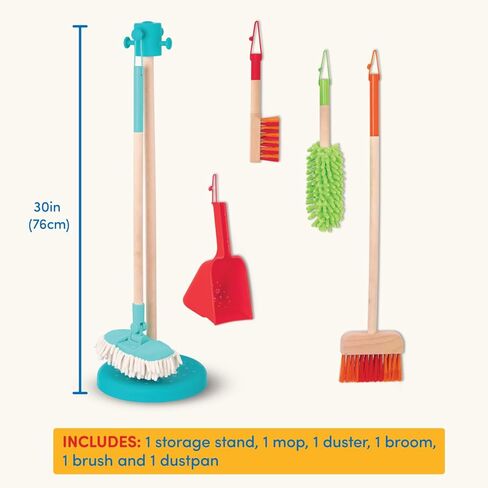 Battat – Kids Cleaning Set – Cleaning Toys for Toddlers, Children – Pretend Play Kit – Broom, Mop, Brush, Dustpan, Duster – Sweep n' Clean – 2 Years + in Saudi Arabia