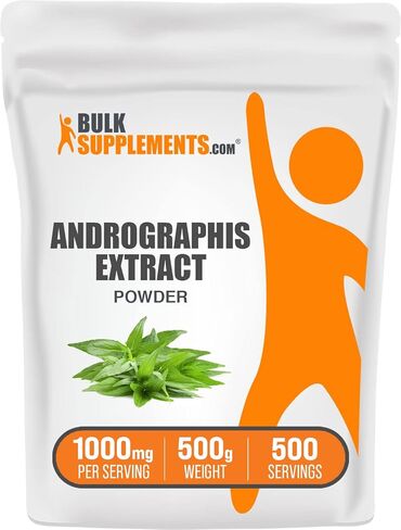 bulksupplements.com مسحوق مستخلص اندروغرافيس (اندروغرافيس بانيكولاتا) - مستخلص عشبة شيريتا الخضراء لصحة المناعة والعين - 1000 مجم لكل حصة (250 غرام - 8.8 اونصة) in Kuwait