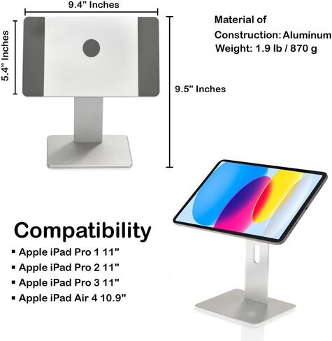 حامل الكمبيوتر اللوحي المغناطيسي Gabor - حامل iPad للمكتب، حامل حامل سطح المكتب متوافق مع جهاز لوحي مقاس 4-11 بوصة - دوران 360 درجة، حامل لجهاز iPad Air الجيل الرابع و11 iPad Pro الجيل الأول والثاني والثالث in Kuwait