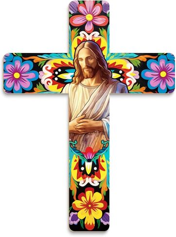 Putuo ديكور الأزهار الصليب جدار ديكور رسمت ديكور خشبي ملهمة الصليب الإسبانية نمط جدار الصليب ديكور الفن المكسيكي جدار ديكور صليب لغرفة المنزل زخرفة الكنيسة in Kuwait