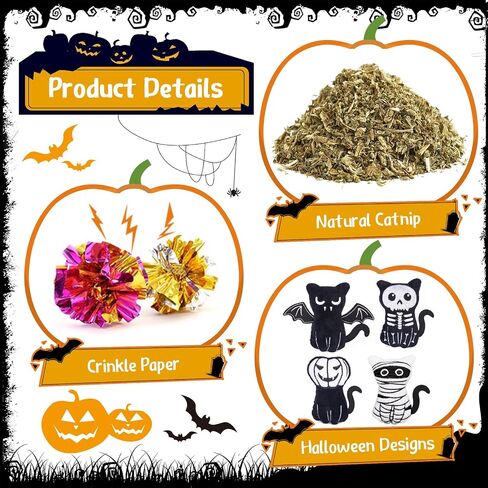 Retro Shaw Halloween Catnip Toys 4 Pack with Crinkle Sound, Cat Toys with Catnip for Halloween, Bite Resistant Cat Nip Cat Chew Toy for Indoor Cats Kittens Kitty in Saudi Arabia