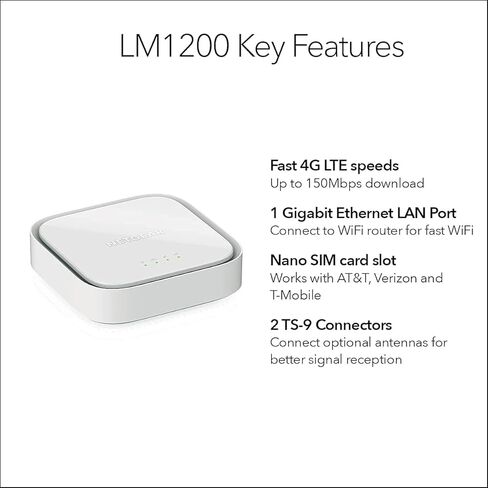 مودم النطاق العريض NETGEAR 4G LTE (LM1200) - استخدم LTE كاتصال إنترنت أساسي (متجدد) in Kuwait