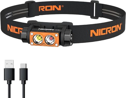 NICRON H15T Headlamp Rechargeable, 500 Lumens LED Headlamp with Red Light, IP67 Waterproof 8 Modes Head Leamps for Camping Running Fishing Adults in Saudi Arabia