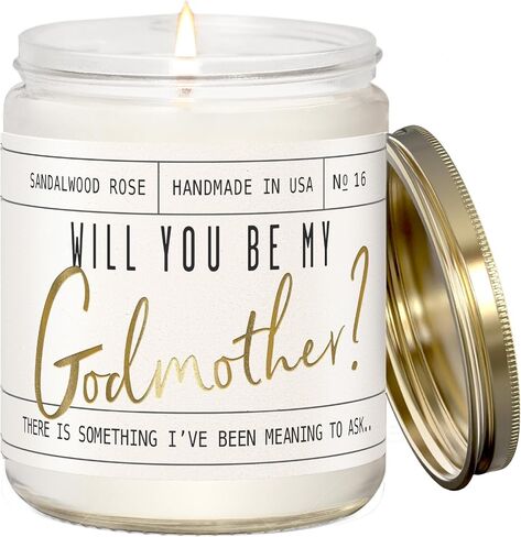 Godmother Proposal Gift - 'Will you be my Godmother!' Candle, w/Coconut & Vanilla - God Mother Proposal Gift I God Mom Proposal I GodMom Proposal I 50Hr Burn, USA Made in Saudi Arabia