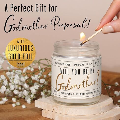 Godmother Proposal Gift - 'Will you be my Godmother!' Candle, w/Coconut & Vanilla - God Mother Proposal Gift I God Mom Proposal I GodMom Proposal I 50Hr Burn, USA Made in Saudi Arabia