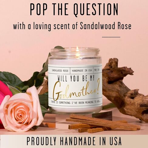 Godmother Proposal Gift - 'Will you be my Godmother!' Candle, w/Coconut & Vanilla - God Mother Proposal Gift I God Mom Proposal I GodMom Proposal I 50Hr Burn, USA Made in Saudi Arabia