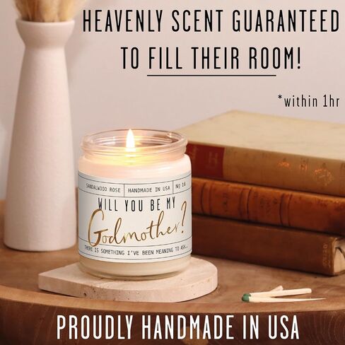 Godmother Proposal Gift - 'Will you be my Godmother!' Candle, w/Coconut & Vanilla - God Mother Proposal Gift I God Mom Proposal I GodMom Proposal I 50Hr Burn, USA Made in Saudi Arabia