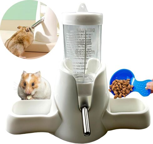 Hamster Water and Food Dispenser Set, Stand Water Bottle Holder Food the Bowl for Dwarf Hamsters Small Guinea Pigs Gerbil Hedgehog Small Animals Hamster Cage Accessories, Mini Pets Stuff (Blue, 80 ml) in Saudi Arabia