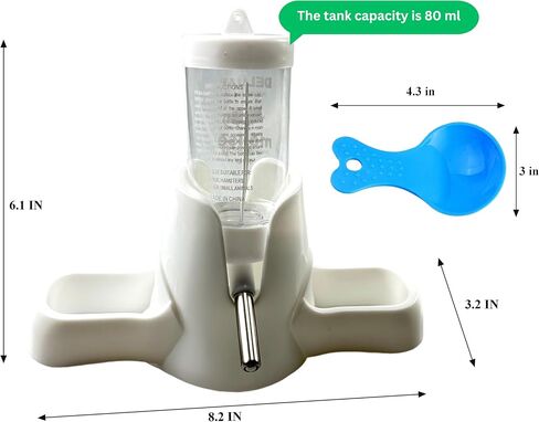 Hamster Water and Food Dispenser Set, Stand Water Bottle Holder Food the Bowl for Dwarf Hamsters Small Guinea Pigs Gerbil Hedgehog Small Animals Hamster Cage Accessories, Mini Pets Stuff (Blue, 80 ml) in Saudi Arabia