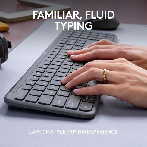 Logitech Signature Slim MK955 for Business Wireless Keyboard and Mouse Combo, Quiet Typing, Secure Receiver, Bluetooth, Globally Certified, Windows/Mac/Chrome/Linux - Graphite in Saudi Arabia