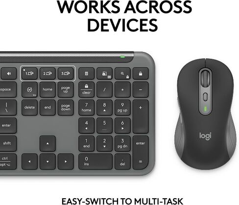 Logitech Signature Slim MK955 for Business Wireless Keyboard and Mouse Combo, Quiet Typing, Secure Receiver, Bluetooth, Globally Certified, Windows/Mac/Chrome/Linux - Graphite in Saudi Arabia
