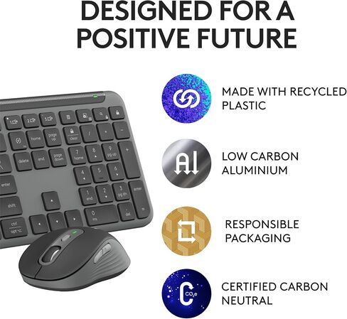 Logitech Signature Slim MK955 for Business Wireless Keyboard and Mouse Combo, Quiet Typing, Secure Receiver, Bluetooth, Globally Certified, Windows/Mac/Chrome/Linux - Graphite in Saudi Arabia