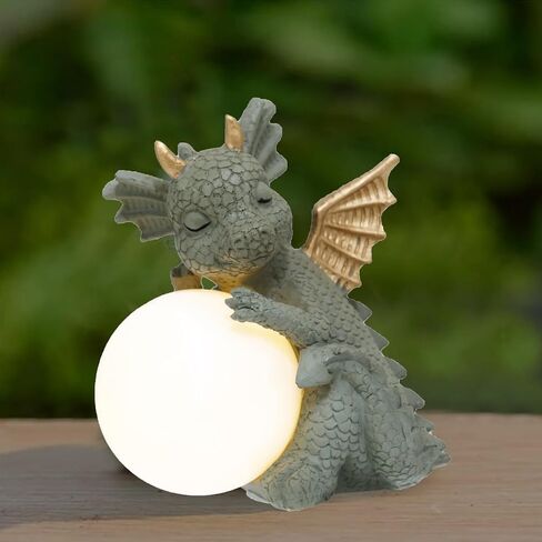 Decor Solar Dragon Statue for Garden Outdoor Sculptures with Solar LED Lights Handmade Waterproof Resin Dinosaur Outdoor Patio Lawn Sculpture Perfect Christmas in Kuwait