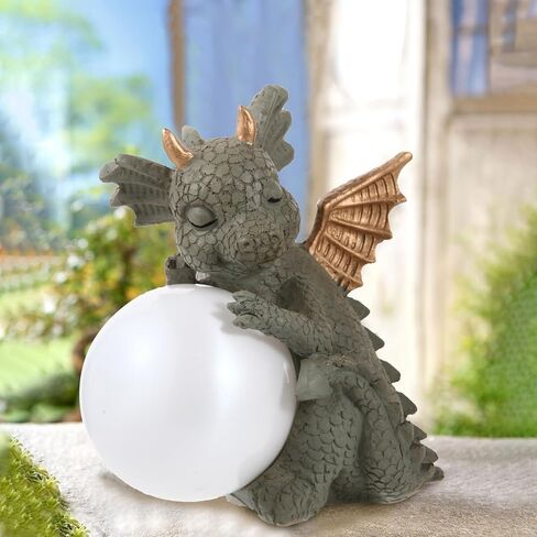 Decor Solar Dragon Statue for Garden Outdoor Sculptures with Solar LED Lights Handmade Waterproof Resin Dinosaur Outdoor Patio Lawn Sculpture Perfect Christmas in Kuwait