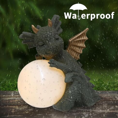 Decor Solar Dragon Statue for Garden Outdoor Sculptures with Solar LED Lights Handmade Waterproof Resin Dinosaur Outdoor Patio Lawn Sculpture Perfect Christmas in Kuwait