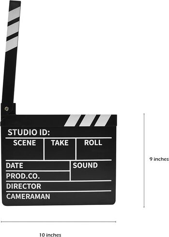 Nicky Bigs Novelties Movie Clapboard Director باللونين الأبيض والأسود مقاس 10 × 9 بوصة - لوح فيلم بلاستيكي مع قلم تحديد قابل للمسح - دعامة أزياء مسرحية تظاهرية in Kuwait