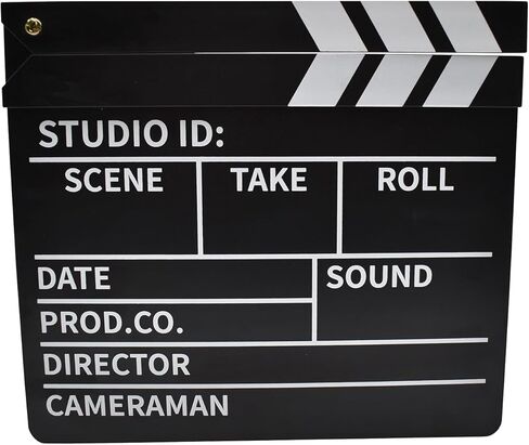 Nicky Bigs Novelties Movie Clapboard Director باللونين الأبيض والأسود مقاس 10 × 9 بوصة - لوح فيلم بلاستيكي مع قلم تحديد قابل للمسح - دعامة أزياء مسرحية تظاهرية in Kuwait