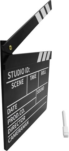 Nicky Bigs Novelties Movie Clapboard Director باللونين الأبيض والأسود مقاس 10 × 9 بوصة - لوح فيلم بلاستيكي مع قلم تحديد قابل للمسح - دعامة أزياء مسرحية تظاهرية in Kuwait