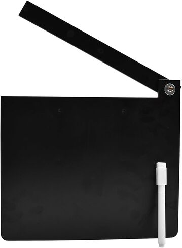 Nicky Bigs Novelties Movie Clapboard Director باللونين الأبيض والأسود مقاس 10 × 9 بوصة - لوح فيلم بلاستيكي مع قلم تحديد قابل للمسح - دعامة أزياء مسرحية تظاهرية in Kuwait