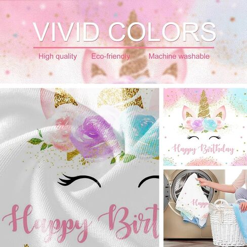 Mocsicka Unicorn Backdrop Birthday Decorations for Girls 5x3ft Pastel Rainbow Unicorn Happy Birthday Banner Party Decorations Photo Booth Props in Saudi Arabia