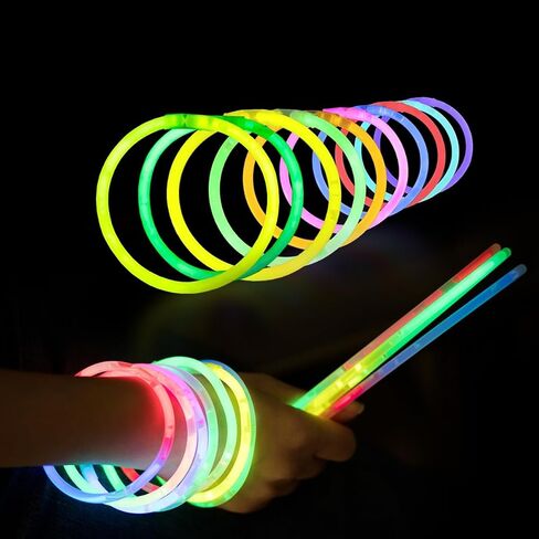 Ammy Glow Glow Sticks (205 Pcs Kit) Bulk Party Pack-100 Pack Glow Sticks with Connectors & Glasses- Party Favors for Kids 8-12- Neon Glow in The Dark Party Supplies for Birthdays & Events in Kuwait